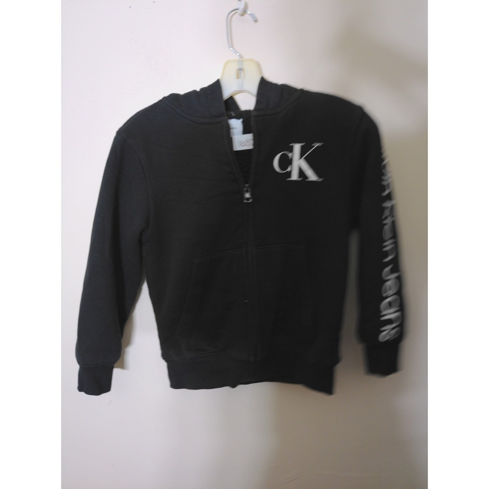 Calvin Klein Jeans Zip Up Hoodie Women Size S Black Sherpa Lined Logo Athleisure